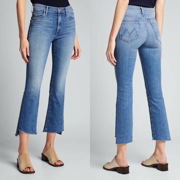 Mother - The Insider Crop Step Fray High Rise Jeans in Hey Sun - Picture 3 of 9